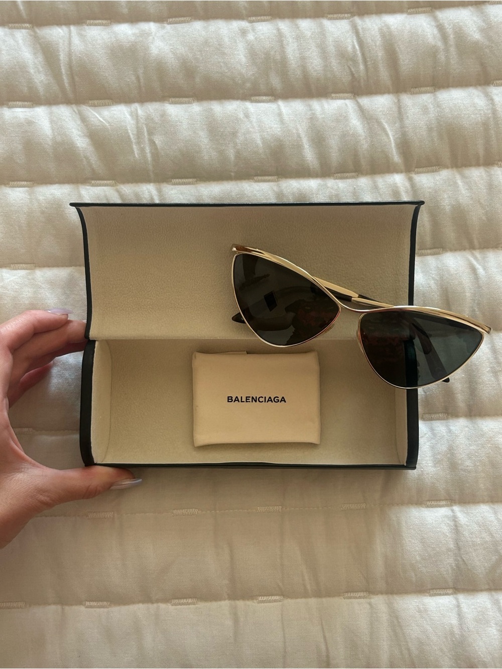 Balenciaga Cat-Eye Sunglasses in Black and Gold-Tone - Picture 5 of 5